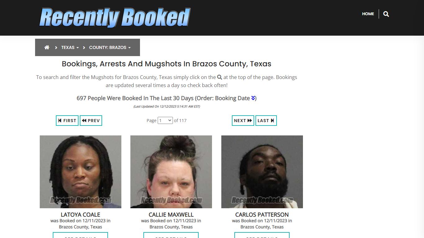 Recent bookings, Arrests, Mugshots in Brazos County, Texas